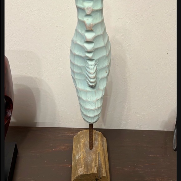 Aqua Wooden Seahorse Decor with Sturdy Base 20” tall - Picture 7 of 9